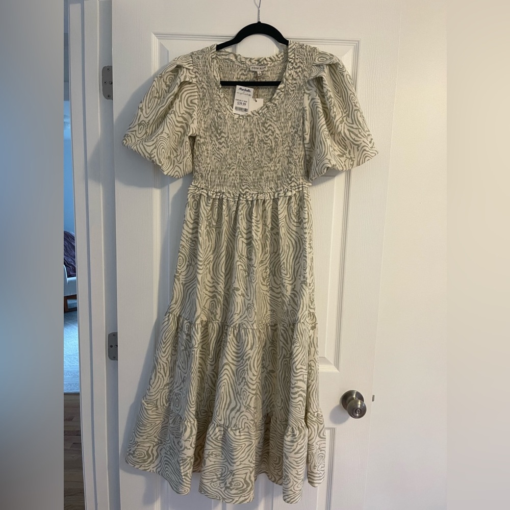 Green and white dress